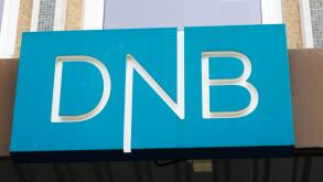 Trondheim, Norway - September 26, 2015: Close-up of the sign at the DNB office entrance. DNB is a Norwegian financial services group.
