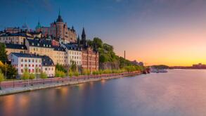 Stockholm. Image of old town Stockholm, Sweden during sunset.