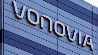 German real estate group Vonovia, lettering on the head office in Bochum, Germany, North Rhine-Westphalia, Ruhr Area, Bochum
