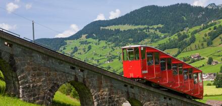 Iltiosbahn, Switzerland, Europe, canton St. Gallen, Toggenburg, mountain road, funicular, railroad,