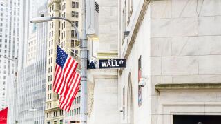 Wall Street sign, New York City, New York, USA