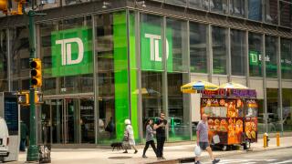 A branch of TD Bank in Midtown Manhattan in New York on Sunday, April 14, 2019. (© Richard B. Levine)