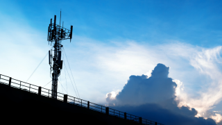 Silhouette of a 5G cellular network tower