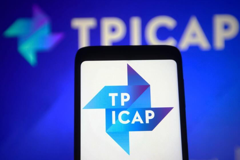 Ukraine. 28th Oct, 2021. In this photo illustration, TP ICAP Group plc logo seen displayed on a smartphone and in the background. (Credit Image: © Pavlo Gonchar/SOPA Images via ZUMA Press Wire)