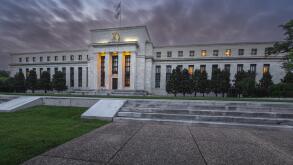 Washington DC?Oct 19, 2021; path and steps leading to front of United States Federal Reserve Bank.