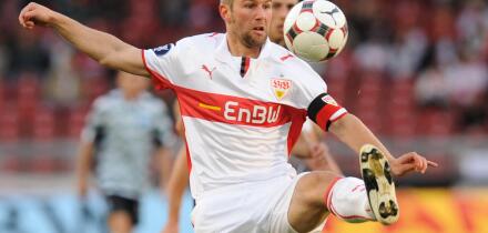 Stuttgart's Thomas Hitzlsperger controls the ball in the UEFA Cup 1st round 2nd leg VfB Stuttgart v PFC Cherno More Varna at Mercedes Benz Arena stadium of Stuttgart, Germany, 02 October 2008. The match ended in a flattering 2-2 draw for German Bundesliga