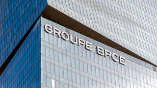 Exterior view of the headquarters of the French banking group BPCE, resulting from the merger of the Banque Populaire and the Caisse d'Epargne groups