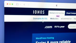 Ostersund, Sweden - Aug 30 2023: IONOS website on a computer screen. IONOS  is a German Internet service provider.