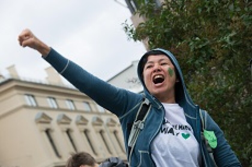 Green climate protest protester from Alamy 230x150