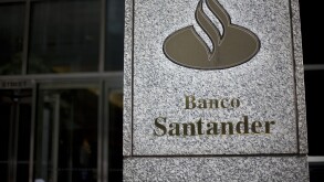 Banco Santander logo outside New York Office