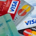 Arranged photos of various U.S. credit cards from Visa, MasterCard and American Express