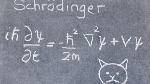 Schrodinger equation written on a blackboard