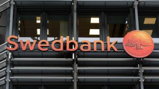 Nordic-Baltic banking group based in Stockholm, Sweden, offering retail banking, asset management, financial and other services Swedbank AB logo seen in Lindholmen Science Park, Gothenburg.
