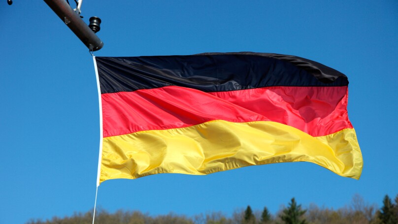 German flag flying on the MV River Beatrice sailing on the River Danube