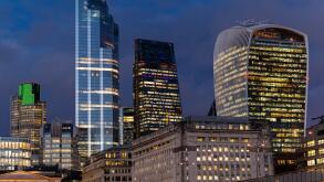 City of London skyline on a winter evening
