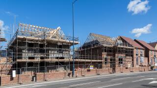 New house building on a new estate on the outskirts of Abergavenny, Wales, UK