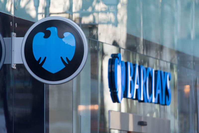 Barclays bank sign logo.