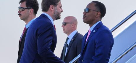 Vice President JD Vance boards Air Force Two, Friday, April 10, 2026, at Joint Base Andrews, Md., for expected departure to Pakistan, for talks on Iran. (AP Photo/Jacquelyn Martin, pool)