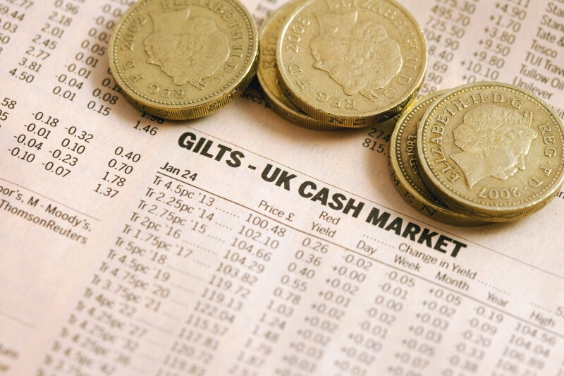 Gilts - UK Cash Market - listing in the Financial Times newspaper, UK