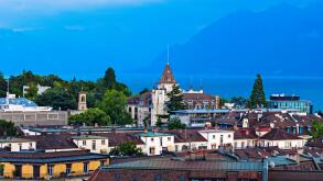 Lausanne architecture and Lake Geneva
