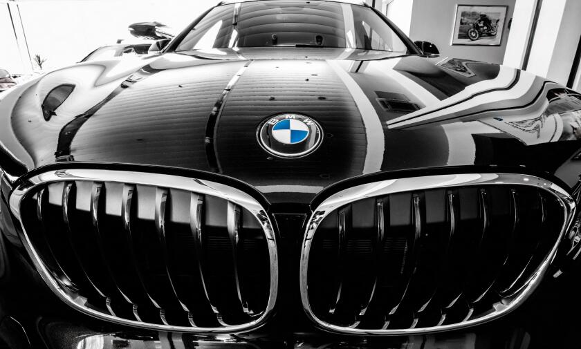 Lviv, Ukraine - August 6, 2020:BMW emblem on a bmw car