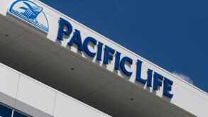 A logo sign outside of a facility occupied by the Pacific Life Insurance Company in Omaha, Nebraska on July 1, 2018.