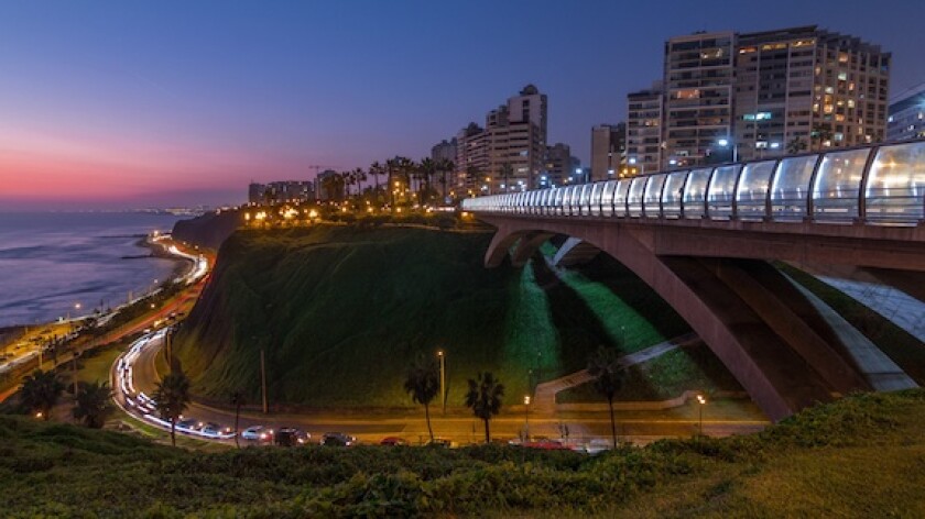 Peru, Lima, Miraflores, bridge, electricity, lights, LatAm, 575