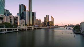 Brisbane city captured at twilight on a winter's day.
