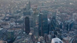 Aerial View of the City of London at Dusk including 22 Bishopsgate