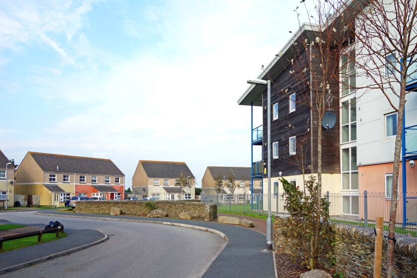 Social housing in Camborne, Cornwall, UK