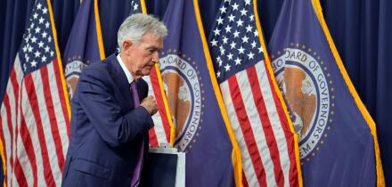Federal Reserve Board Chair Jerome Powell ends his news conference at the Federal Reserve in Washington, Wednesday, May 1, 2024. (AP Photo/Susan Walsh)