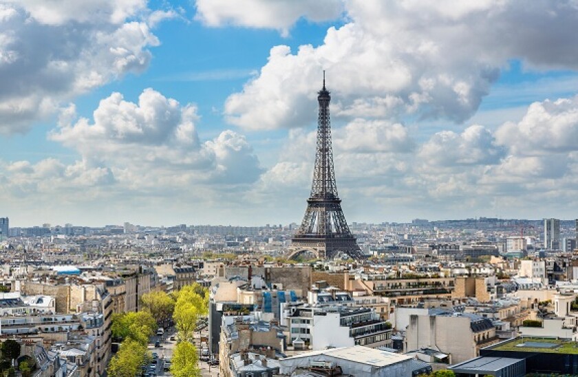 Paris skyline with Eiffel tower in the background