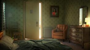 Open door in empty hotel room