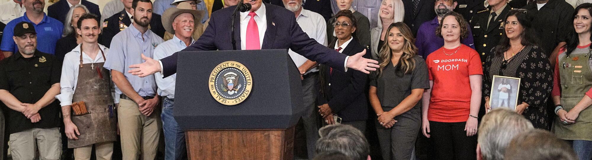 Washington, United States . 26th June, 2025. President Donald Trump speaks during the ?One, Big, Beautiful Event? in the East Room of the White House in Washington, DC on Thursday, June 26, 2025. While the House narrowly passed the ?One, Big Beautiful Bil