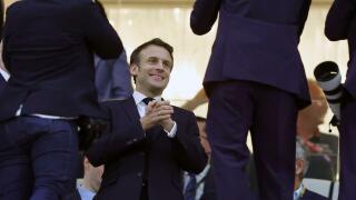 Doha, Katar. 14th Dec, 2022. Firo: 14.12.2022, football, football, FIFA World Cup 2022 Qatar, World Cup 2022 Qatar, World Cup 2022 Qatar, semi -finals, game 62, France - Morocco Prasident Emmanuel Jean -Michel Frederic Macron on Tribune Credit: dpa/Alamy 