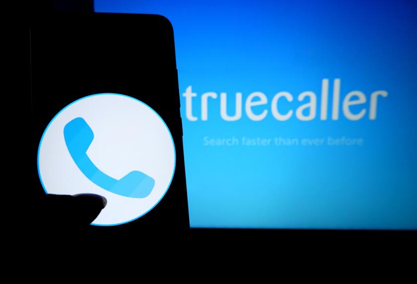 India. 17th Aug, 2019. In this photo illustration a popular calling application Truecaller logo seen displayed on a smartphone. Credit: Avishek Das/SOPA Images/ZUMA Wire/Alamy Live News