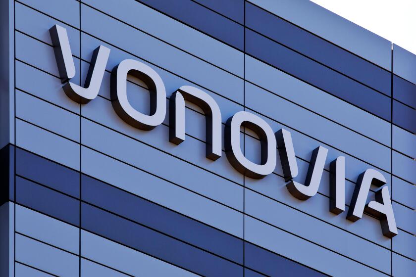 German real estate group Vonovia, lettering on the head office in Bochum, Germany, North Rhine-Westphalia, Ruhr Area, Bochum