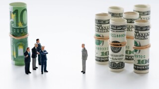 Euros competing against dollars