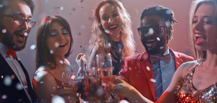 Clinking with champagne