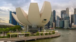 The Singapore Art Science Museum and the skyline of the Central Business District (CBD), Singapore