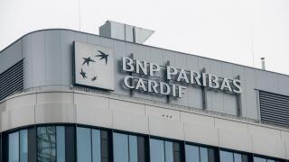 Bratislava, Slovakia - April, 15, 2025 : The Sign of  " BNP Paribas Cardif " on the building. BNP Paribas Cardif is an insurance division of the BNP P