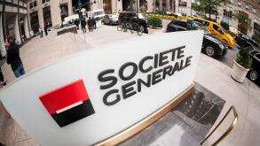 The New York headquarters of the French bank, Societe Generale is seen on Thursday, November 3, 2016. Societe Generale SA reported third-quarter profits that beat analysts' expectations. Societe Generale is France's third largest bank measured by assets. 