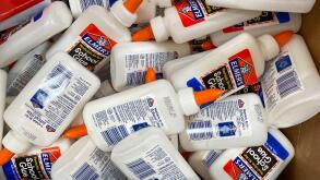Orlando, FL/USA-7/19/20: A bin of Elmers Glue in the school supply aisle at a Walmart in Orlando, Florida.