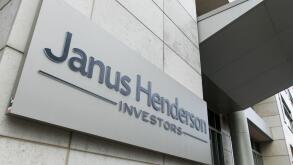 A logo sign outside of a facility occupied by the Janus Henderson Group in Denver, Colorado, on July 23, 2018. (Photo by Kristoffer Tripplaar/Sipa USA)