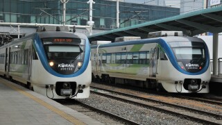 Korail train in Seoul railway station South Korea