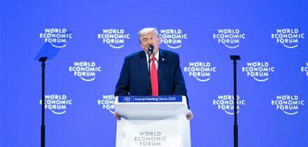 Davos, Switzerland. 21st Jan, 2026. U.S. President Donald Trump addresses the World Economic Forum Annual Meeting in Davos, Switzerland, Jan. 21, 2026. Credit: Lian Yi/Xinhua/Alamy Live News