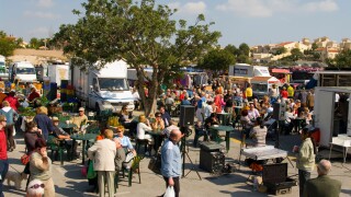 busy crowded spanish Market Day La Marina Spain