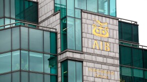 Headquarters of the Allied Irish Bank, AIB, on the River Liffey in the financial district in Dublin, Ireland, Europe
