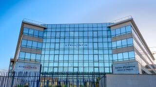Exterior view of the French headquarters of Stellantis in Poissy, France. Stellantis is a multinational automobile group
