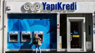 Yapi Kredi bank branch and ATM on the left are shown.